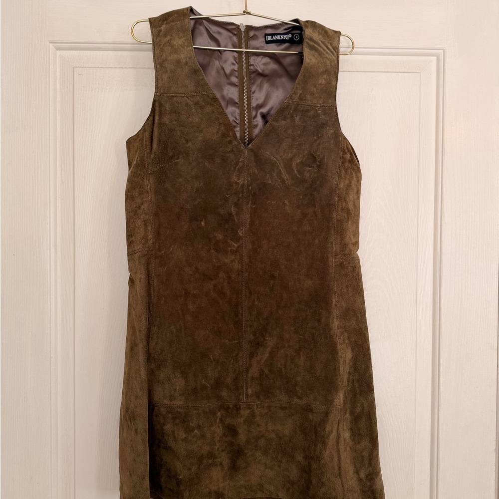 Blank NYC Olive Suede V-Neck Mini Dress